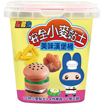 忍者兔安全小麥黏土：美味漢堡桶(12色小麥黏土+4件模具+2個工具)