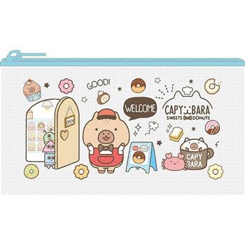 水豚40K防水筆袋-藍