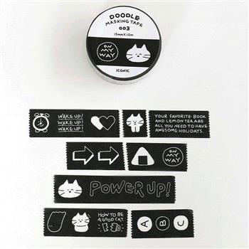 ICONIC 紙膠帶 Doodle masking tape 003 Power up