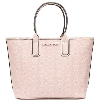 MARC JACOBS 印花LOGO皮革托特包－粉紅