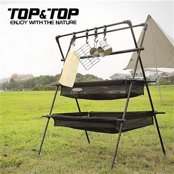 【韓國TOP&TOP】鋁合金三角置物架贈掛勾/置物架/掛架/瀝水架/曬碗/露營（雙層加大款）