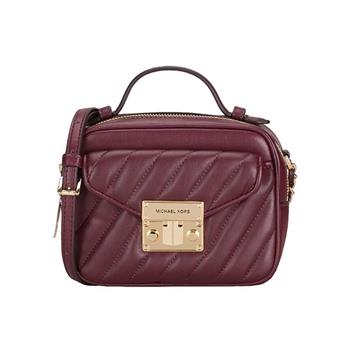 MICHAEL KORS 皮革格紋斜背包－櫻桃紅