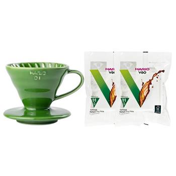 【HARIO】V60深蕨綠01彩虹磁石濾杯EX/VDC－01－DG－EX（附濾紙2包）