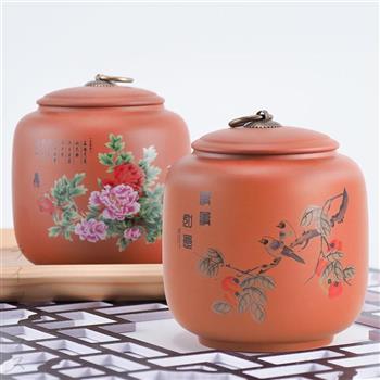 圓形陶土茶葉罐－1入組