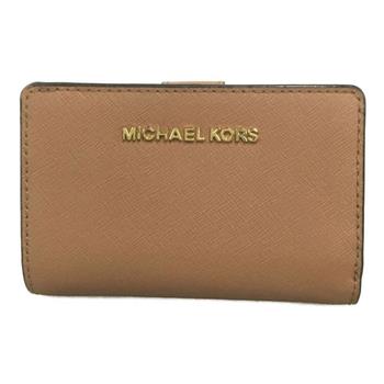 MICHAEL KORS 素面防刮皮革中夾－駝色