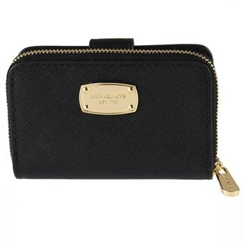 MICHAEL KORS 飾牌LOGO皮革零錢包－黑