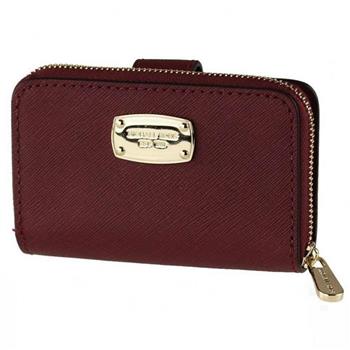 MICHAEL KORS 飾牌LOGO皮革零錢包－酒紅