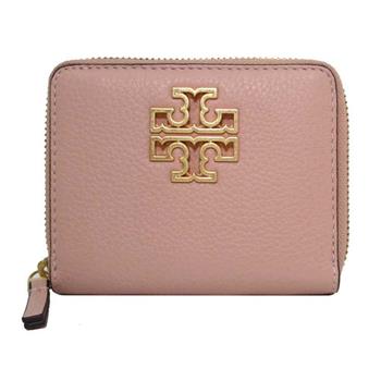 TORY BURCH 素面皮革零錢短夾－粉