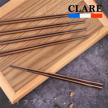CLARE典鑽316不鏽鋼鈦筷-23cm-5雙入X1組-玫瑰金