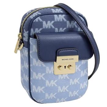 MICHAEL KORS 滿版logo皮革相機包－藍