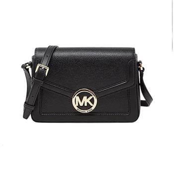 MICHAEL KORS 翻蓋皮革斜背包－黑
