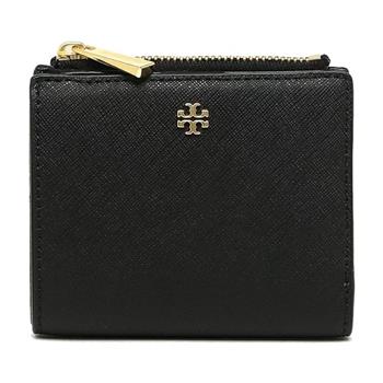 Tory Burch 素面防刮皮革短夾－黑
