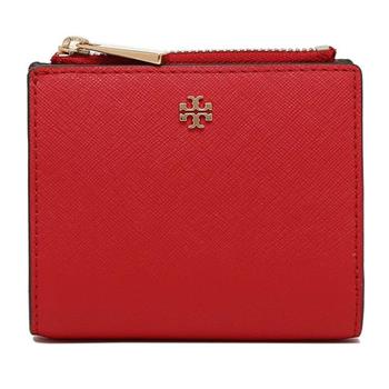 Tory Burch 素面防刮皮革短夾－紅