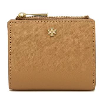 Tory Burch 素面防刮皮革短夾－駝