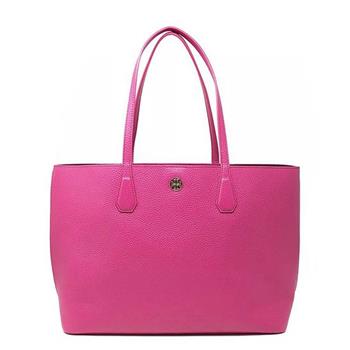 TORY BURCH 素面皮革托特包－桃紅色