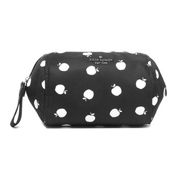 kate spade 蘋果印花尼龍化妝包－黑