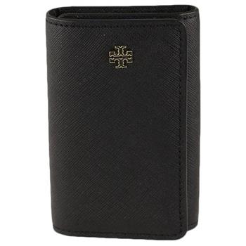TORY BURCH 素面皮革鑰匙包－黑色