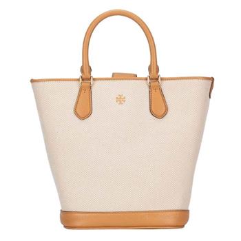 TORY BURCH 簡約麻布托特包－卡其