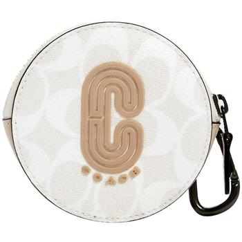 COACH 滿版LOGO掛式零錢包－白色