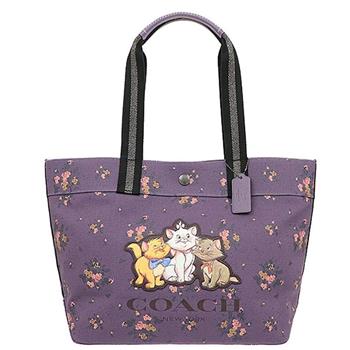 COACH 拼接帆布印花托特包－凱莉貓