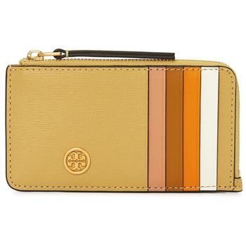 TORY BURCH 拼接皮革卡片零錢夾－黃