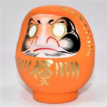 日本製 心願成就 開運 彩繪 達摩 福神 不倒翁 群馬縣高崎生產 橙色 自我改革 好的開始 寶藏 rm744