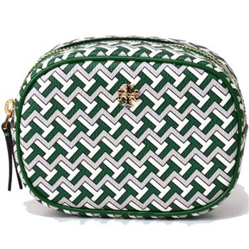 TORY BURCH 印花皮革拉鍊化妝包－深綠