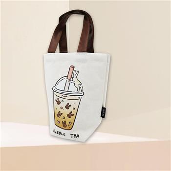 吃貨包/飲料帆布袋-珍珠奶茶-4入