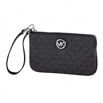 MICHAEL KORS 滿版LOGO手拿包－黑灰