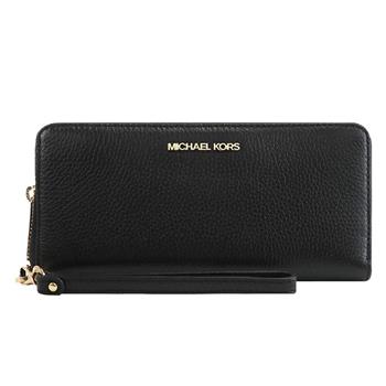 MICHAEL KORS 素面荔枝紋皮革長夾－黑