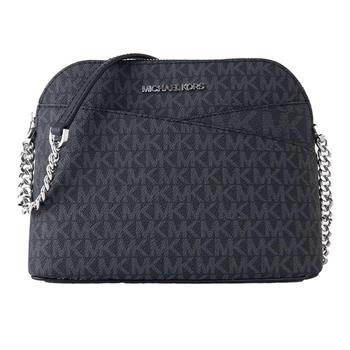 MICHAEL KORS 滿版LOGO斜背鏈帶貝殼包－黑灰