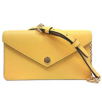 MICHAEL KORS 簡約防刮皮革翻蓋斜背包－黃