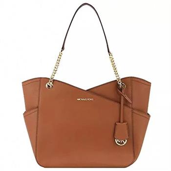 MICHAEL KORS 素面雙口袋肩背鍊包－焦糖