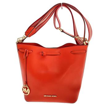 MICHAEL KORS 素面皮革束口水桶包－紅色