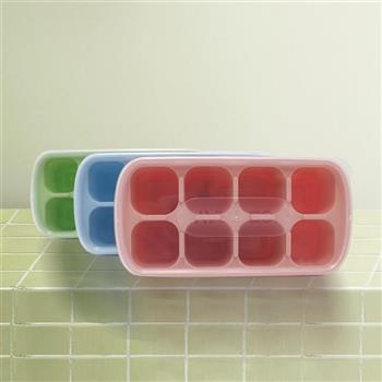 一品川流-繽塊矽膠底軟壓製冰盒-8格-3入 (附蓋)