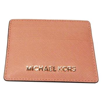 MICHAEL KORS 素面防刮皮革名片夾－玫瑰色
