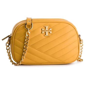 TORY BURCH 縫線皮革相機斜背包－黃