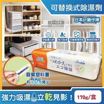 日本ST雞仔牌-防潮脫臭可替換式家庭用除濕劑170g /盒-橘標(Compact放置型集水袋吸濕盒/衣櫥鞋櫃防悶臭乾燥劑/廚房水槽下方密閉處吸水顆粒)