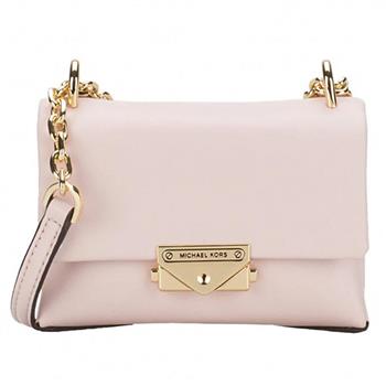 MICHAEL KORS 素面皮革翻蓋斜背小廢包－粉
