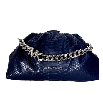 MICHAEL KORS 素面皮革雲朵斜背鍊包－深藍