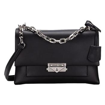 MICHAEL KORS 翻蓋皮革肩背斜背包－黑