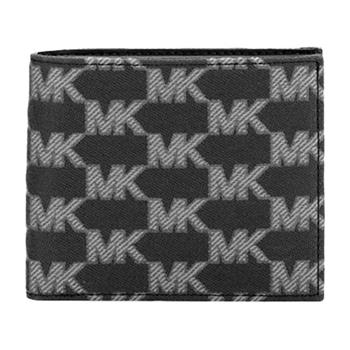 MICHAEL KORS 滿版LOGO緹花短夾－黑灰