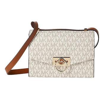 MICHAEL KORS 造型皮革翻蓋斜背包－香草白