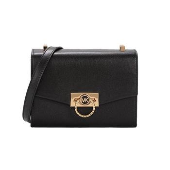 MICHAEL KORS 質感皮革翻蓋迷你斜背包－黑