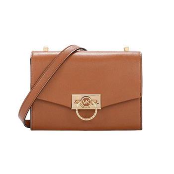 MICHAEL KORS 質感皮革翻蓋迷你斜背包－焦糖