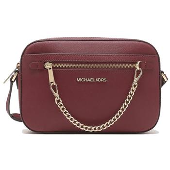 MICHAEL KORS 皮革鏈帶方包－咖紅
