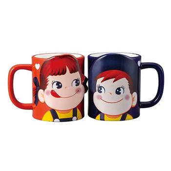 【 日本 正版 不二家 Fujiya】 牛奶妹 PEKO 牛奶弟 POKO 立體陶瓷 對杯 馬克杯 茶杯 水杯 咖啡杯