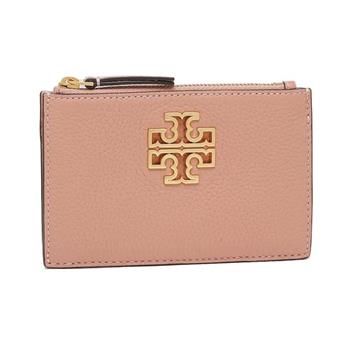 Tory burch 簍空雙T LOGO卡夾零錢包－粉紅色