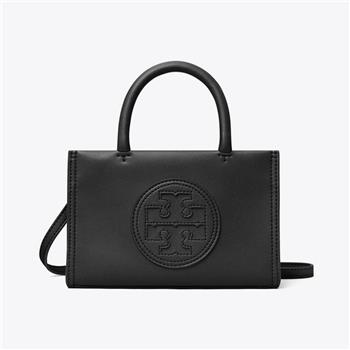 TORY BURCH 皮革車縫LOGO迷你托特包/兩用包－黑