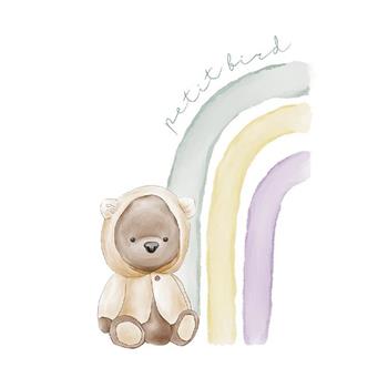 韓國Petit Bird竹纖維嬰幼兒防水保潔床墊—-100x130cm Rainbow Pooh Cotton 彩虹維尼